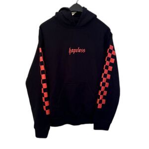 HALSEY Badlands Hopeless Check Sleeve Hoodie, Black/Red- Small